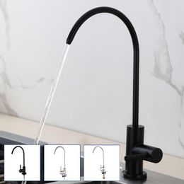 Kitchen Faucets Stainless Steel Philtre Faucet 1/4" Straight Drink Tap Water Reverse Osmosis Purifier Ceramic Core Lead Free