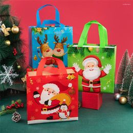Christmas Decorations 4Pcs Folding Storage Bags Non-woven BagTote Gift Kids Favours Party Decor Xmas Supply Waterproof Santa Claus