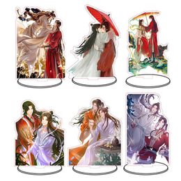 Keychains Anime Tian Guan Ci Fu Acrylic Figure Keychain Xie Lian Hua Cheng Stand Model Plate Desk Decor Standing Sign Keyring Toys