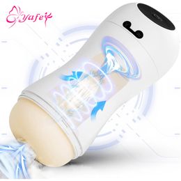 Masturbators Automatic Sucking Male Masturbation Cup Vagina Blowjob Vibrator Masturbator for Men Oral Real Vaginal Penis Sex Toy Adult 230113