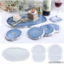 Mats Pads Irregular Tray Coaster Mirror Silicone Mould DIY Crystal Epoxy Resin geometry round coaster epoxy 230113