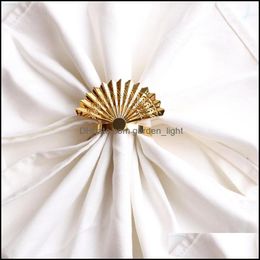 Napkin Rings Shell And Fan Ring Gold Holder Table Drop Delivery Home Garden Kitchen Dining Bar Decoration Accessories Ot8Ia