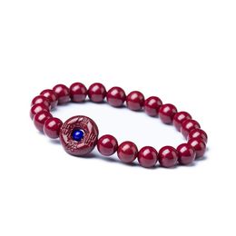 Strand Original Ore Purple Golden Sand Natural Cinnabar Bracelets Round Beads With Safe Buckle For Women Fashion Jewelry Beaded Strands