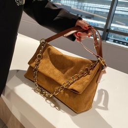 Evening Bags 2023 Retro Suede Crossbody For Women Trends Designer Chain Small Fashion Leather Bucket Handbags And Purses Shoulder Bag