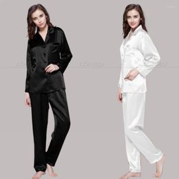 Women's Sleepwear Womens Silk Satin Pyjamas Set Pyjama Pyjamas Loungewear S M L XL 2XL 3XL Plus Solid__Fit All Seasons