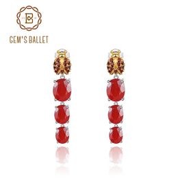Dangle Earrings GEM'S BALLET 925 Sterling Silver Vintage Red Agate Natural Smoky Quartz Gemstone Drop For Women Fine Jewellery & Chandelier