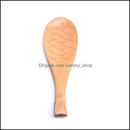 Spoons Wooden Fish Shape Soup Spoon With Pattern Soups Thickened Rice Scoop El Dining Room Cooking Scoops Kitchen Tool Rrb14709 Drop Otgpl