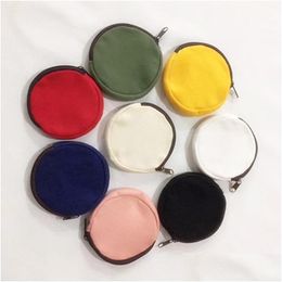 Storage Bags Colorf Blank Round Canvas Zipper Pouches Cotton Cosmetic Makeup Coin Purse Lx0733 Drop Delivery Home Garden Housekee Or Dh5Fs