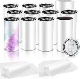 15oz Sublimation Blanks Straight Stainless Steel Tumblers Great DIY Gift For Coffee Tea Mugs Water Bottles FY4468