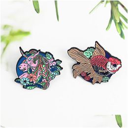 Pins Brooches Colorf Goldfish For Women Alloy Animal Badges Collar Pin Denim Shirt Jewellery Gift Bag Hat Clothes Accessories Drop Del Dhxul