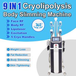 360 Degree RF Cavitation Machine Cryo Fat Freeze Weight Reduction 9 IN 1 650nm Lipolaser Fat Loss Double Chin Removal Face lift Device Salon Home Use