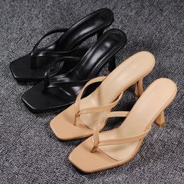 Slippers 2023 Luxury Design Slides Women 9cm High Heels Mules Fetish Summer Female Casual Flip Flops Sandals Lady Shoes