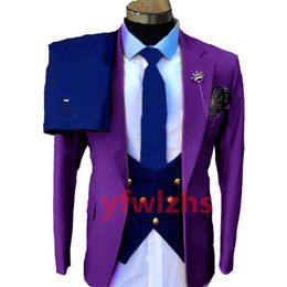 Custom-made Groom Tuxedos One Button blossom Men Suits Notch Lapel Groomsmen Wedding/Prom/Dinner Man Blazer Jacket Pants Tie Vest M229
