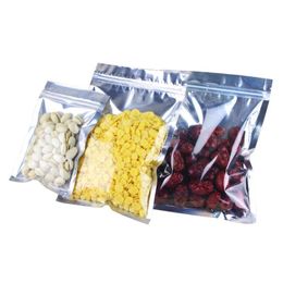 Storage Bags 50Pcs/Lot Clear Aluminium Foil Bag Siery Metallic Plastic Packaging Pouch For Food Tea Candy Cookie Baking Lz639 Drop D Dhlko