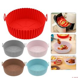 Baking Dishes Pans Sile Basket Pot Tray Liner For Air Fryer Oven Accessories Pan Mould Pastry Bakeware Kitchen Novel Shape Reusable Dhgvl