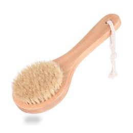 Bath Brushes Sponges Scrubbers Dry Skin Body Brush With Short Wooden Handle Boar Bristles Shower Scrubber Exfoliating Masr Fy5312 Dh06M