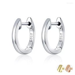 Hoop Earrings 3 Colours Original 925 Sterling Silver Women Round Jewellery Rose Gold Tiny Ear Wedding Gift SCE808