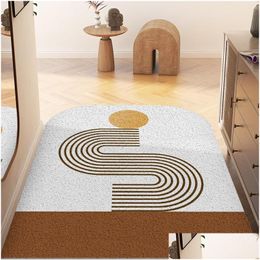 Carpets Nordic Style Simple Geometric Abstract Household Floor Mat Waterproof And Antiskid Foot Silk Ring Floormat Drop Delivery Hom Dhfpe
