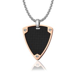 Pendant Necklaces Fashion Shield Shape Pendants Wholesale Rose Gold Colour Stainless Steel Chain For Women 2023 Jewellery Drop
