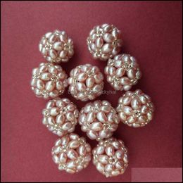 Charms Wholesale Handmade Freshwater 34 Mm Pearls Ball Pendant For Jewelry Diy White/Purple/Pink Drop Delivery Findings Components Otfgk