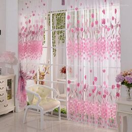 Curtain Pink Tulip Sheer Curtains Voile Tulle For Home Living Room Bedroom Window Treatment Screening Drapes