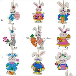 Party Decoration Newparty Easter Wooden Hanging Ornaments Bunny Rabbit Themed Tags For Home Wall Tree Decor Gift Rra11292 Drop Deliv Otcda