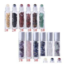 Packing Bottles 10Ml Natural Crystal Stone Essential Oil Portable Gemstone Transparent Roller Ball Bottle Per Bottling Drop Delivery Dhfnu