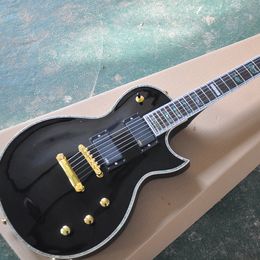 6 Strings Black Electric Guitar with EMG Pickups Rosewood Fretboard Abalone Binding and Inlay Customizable