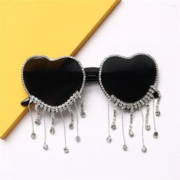 Sunglasses Women Candy Colour Y2k UV400 Sun Glasses Heart Diamonds Rhinestone Tassels