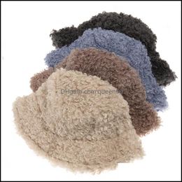 Cappelli a tesa larga Cappello a secchiello Agnello Cashmere Autunno Inverno Caldo Moda donna Berretto da pescatore 20220224 T2 Drop Delivery Accessori Sciarpe Dhpm1