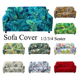Chair Covers Tropical Elastic Sofa For Living Room Chaise Lounge Sectional Couch Corner Slipcover 1234 Seaters 230113