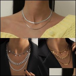 Chokers New Vintage Gold Sier Mti Layer Chain Choker Necklace For Women Punk Style Snake Chains Tassel Necklaces 5 Styles Drop Deliv Otuvh