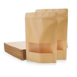 Storage Bags Stand Up Kraft Paper Pack W/ Frosted Window Biscuit Doy Zipper Pouch Lz0492 Drop Delivery Home Garden Housekee Organizat Dh1Gq