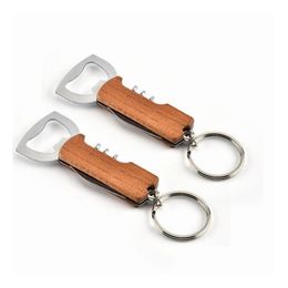 Openers Durable Stainless Steel Keychain Corrosionresistant Anti Wear Keyring Red Wine Bottle Opener Key Chians For Men Women Sn2327 Dht79