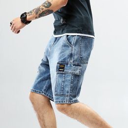 Jeans da uomo Estate Taglie forti Pantaloni a cinque punte Salopette Pantaloncini Tendenza moda uomo Multitasche Denim centrale -40