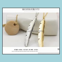 Pendant Necklaces Feather Necklace Long Chain Drop Delivery Jewellery Pendants Dhh80