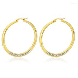 Hoop Earrings MxGxFam Titanium Steel Crytals Circle (1pair) For Fashion Women Jewellery 18 K / White Gold Colour