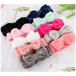 Hair Accessories Cute Coral Fleece Soft Headband Cross Top Kont Hairband Elastic Band For Women Girls Wash Face Tu With Lcd Display Dhoqz