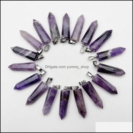 Charms Natural Stone Crystal Hexagonal Prism Amethyst Chakra Pendants For Jewellery Making Diy Necklace Earrings Drop Delivery Finding Otthw
