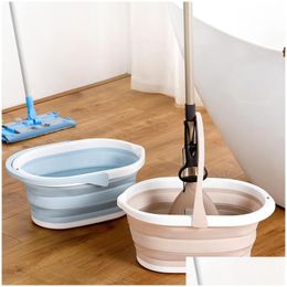 Buckets Folding Mop Bucket Creative Household Items Simple Size Plastic Kitchen Bathroom Rubbish Barrel Drop Delivery Home Garden Ho Dhse9