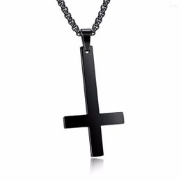 Pendant Necklaces Charming Men Male Silver Color/Gold/Black Color Inverted Cross Necklace For Stainless Steel Choker Jewelry