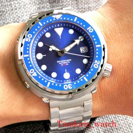 Wristwatches Tandorio 46.5mm Sapphire Glass Luminous Marks Top Brand Japan NH35A 20ATM Diving Men Watch Black Rubber Strap
