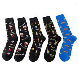 Men's Socks PEONFLY Men's Cotton Funny Harajuku Creative Book Beard Pattern Happy Dress Wedding Novelty Clacetines Hombre