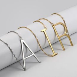 Chains Stainless Steel Gold Colour Capital Initial Letter Necklaces For Women A-Z Alphabet Pendant Necklace Girl Birthday Jewellery Gifts