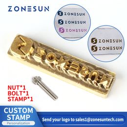 ZONESUN Custom Stamp Logo Leather Stamping Embossing Mould Stainless Steel Wood Paper Card Cake Soap Brass Mould Handle Punch Heat Press Accessories