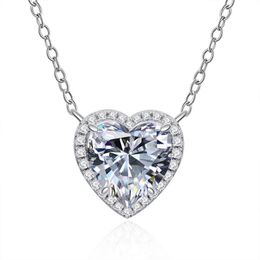 Chains 925 Sterling Silver Heart Cut Created Moissanite Gemstone Pendant Necklaces Choker Statement Fine Jewelry Gift For Women