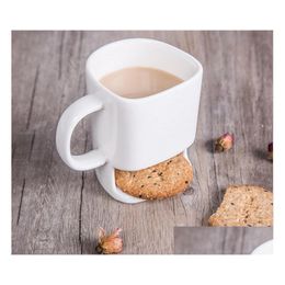 Mugs Good Price 48Pcs 250Ml Ceramic Coffee Cup Side Cookie Biscuit Pocket Holder Milk Juice Lemon Mug Drinkware For Friend Birthday Dhcw8