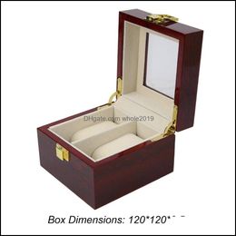 Watch Boxes Cases 2/10 Grids Red Colour Wooden Box Jewellery Display Organiser Case Watches Storage Caja Reloj Drop Delivery Accessori Otx9P