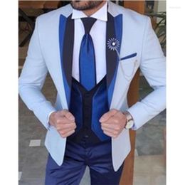 Men's Suits 2023 Tailor Made Sky Suit Blue Men Wedding Men's Formal Prom 3 Pieces(Jacket Pant Vest)traje Novio