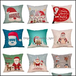 Pillow Case Christmas Cartoon Pillowcase 18X18 Inch Santa Claus Pattern Lovely Er Living Room Sofa Seat Decorative Cushion Ers Vt171 Dhsrz